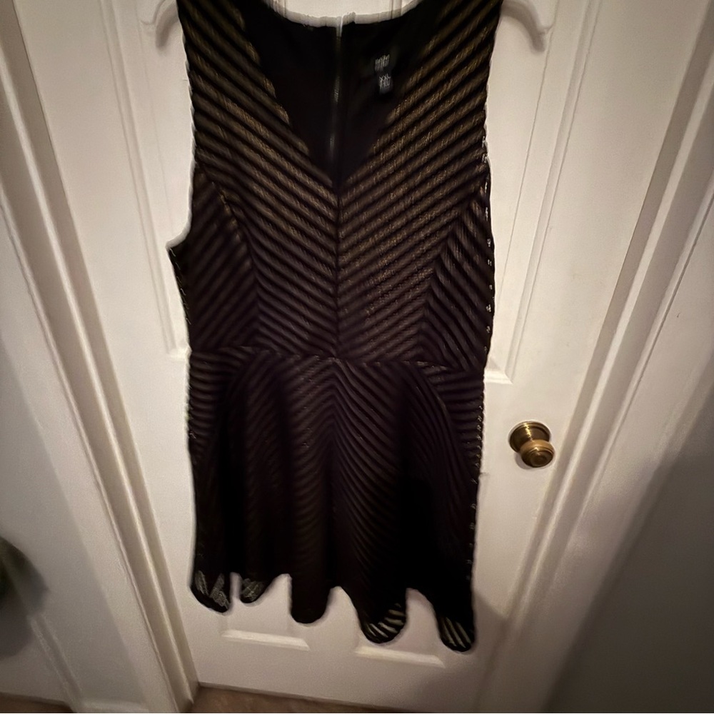 Mossimo XXL Black & Gold Shimmer Fit & Flare Dress V-Neck Chevron Party Cocktail - Picture 2 of 6